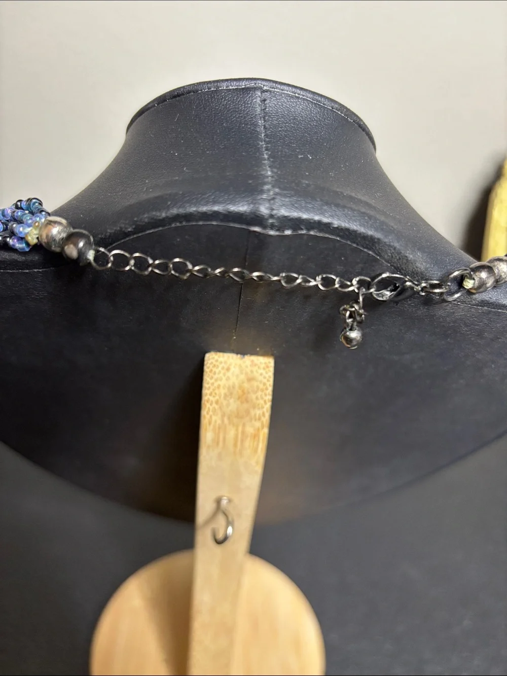 Multi-Strand Elegant Glass Blue Black Beaded Necklace Statement